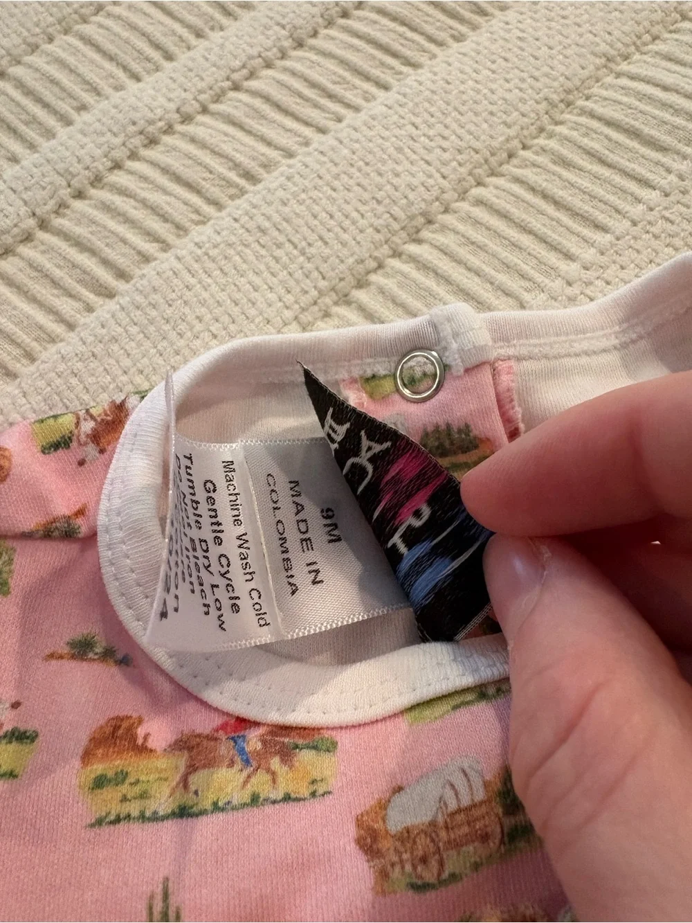 NWOT Pink Ruffled Baby Two-Piece Set with Western Print